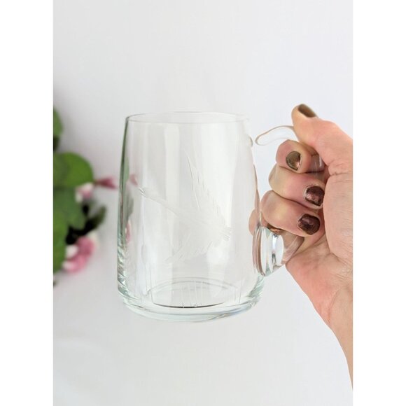 Pair of Vintage Handblown Glasses with Etched Bird Goose Duck Waterfowl Wildlife - Picture 5 of 7